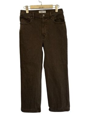 Abercrombie High Rise 90s Relaxed Jean in Washed Brown Women 28 6 Short Cotton
